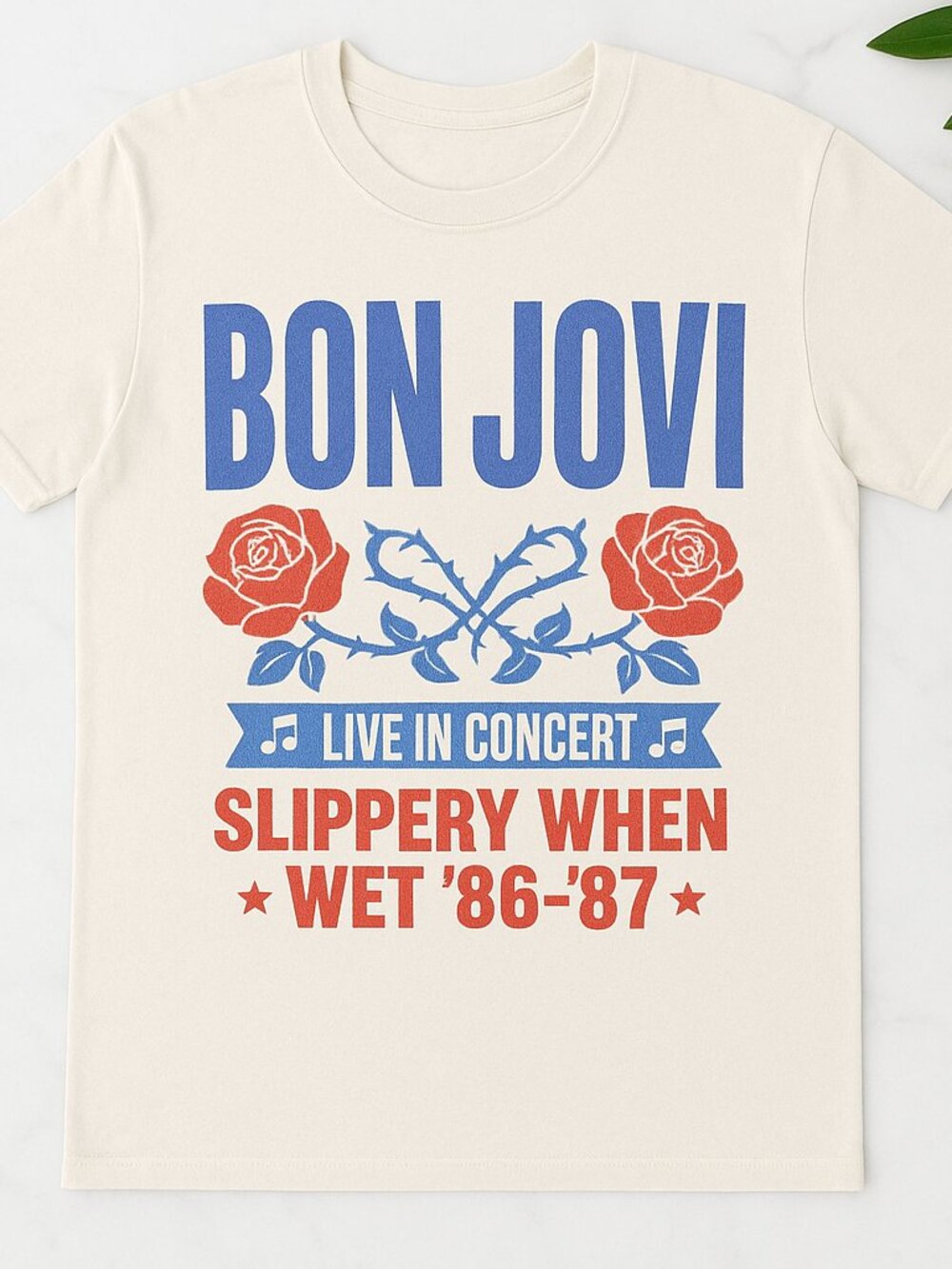 Bon Jovi Live In Concert Graphic T-Shirt | Slippery When Wet '86-'87 Retro Rock